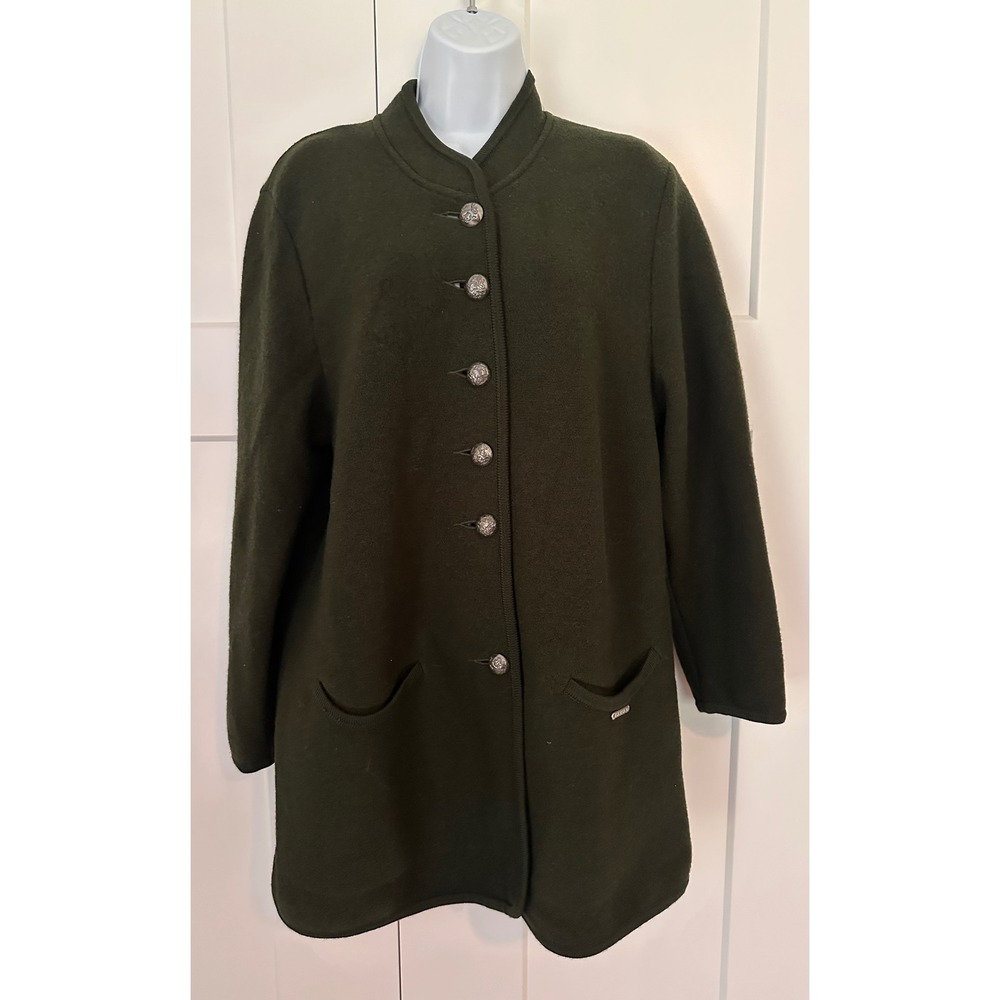 Geiger Collections Austria Forest Green Boiled Wool Jacket Coat Womens 34